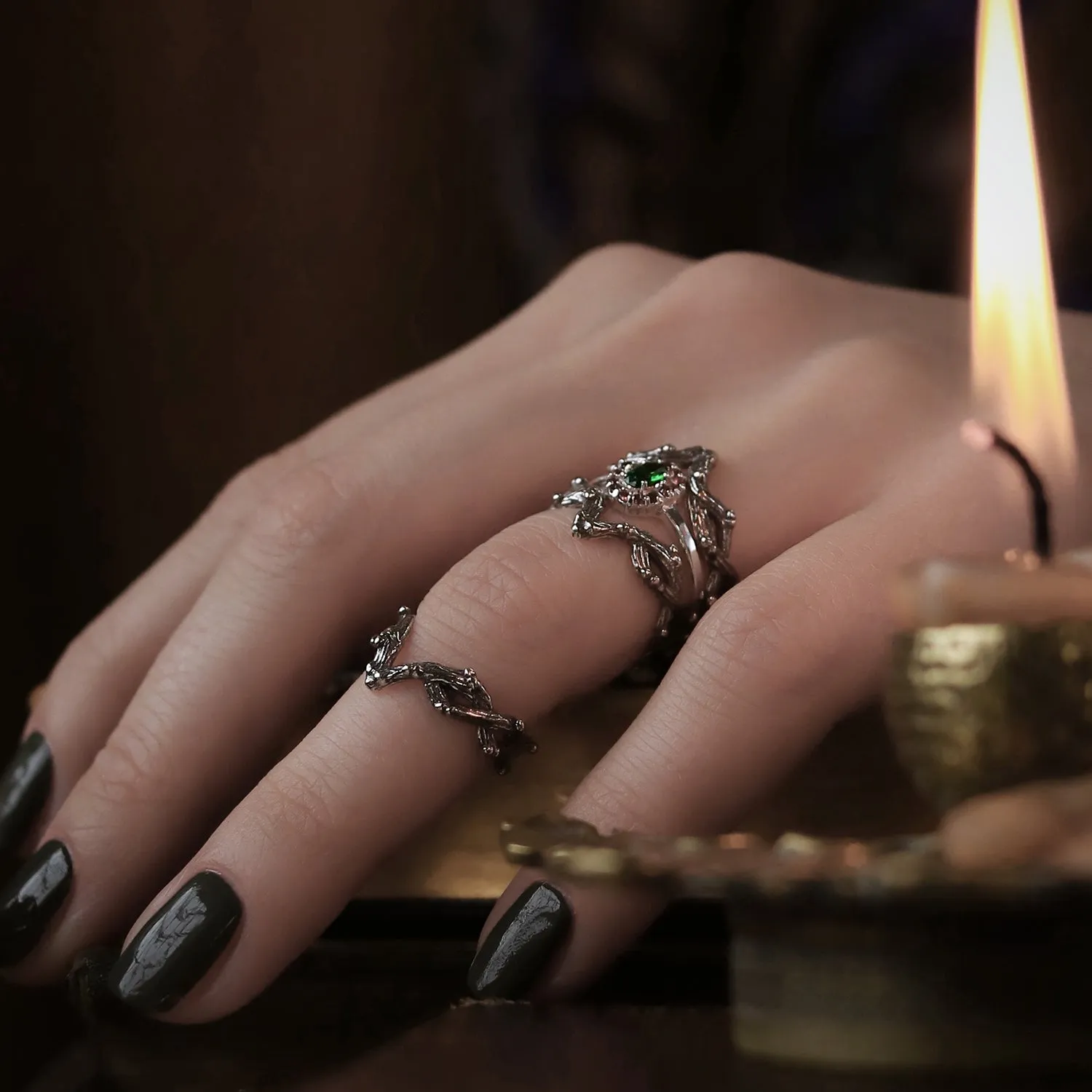 Silvestre Double Wishbone Gothic Thorn Branch Ring