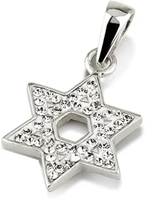 Star of David Pendant With Crystal Gemstone Sterling Silver 925