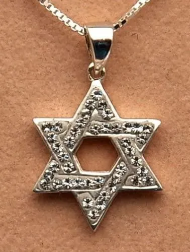 Star of David Pendant With Crystal Gemstone Sterling Silver 925