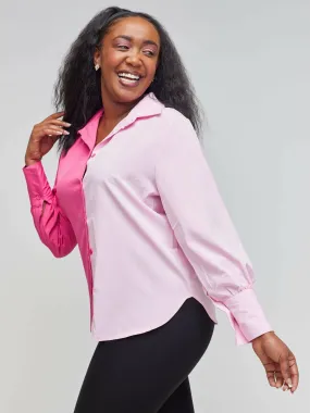 Tausi Two Tone Blouse - Pink