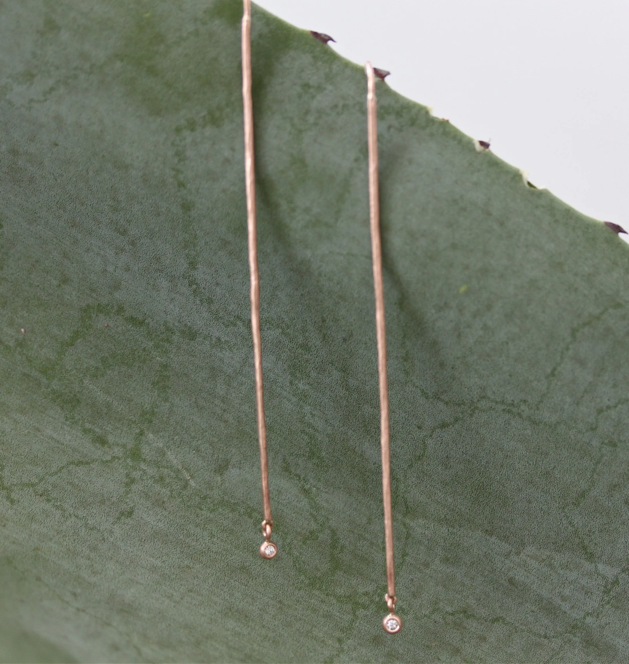 Textured Bar & Diamond Dangle Earring