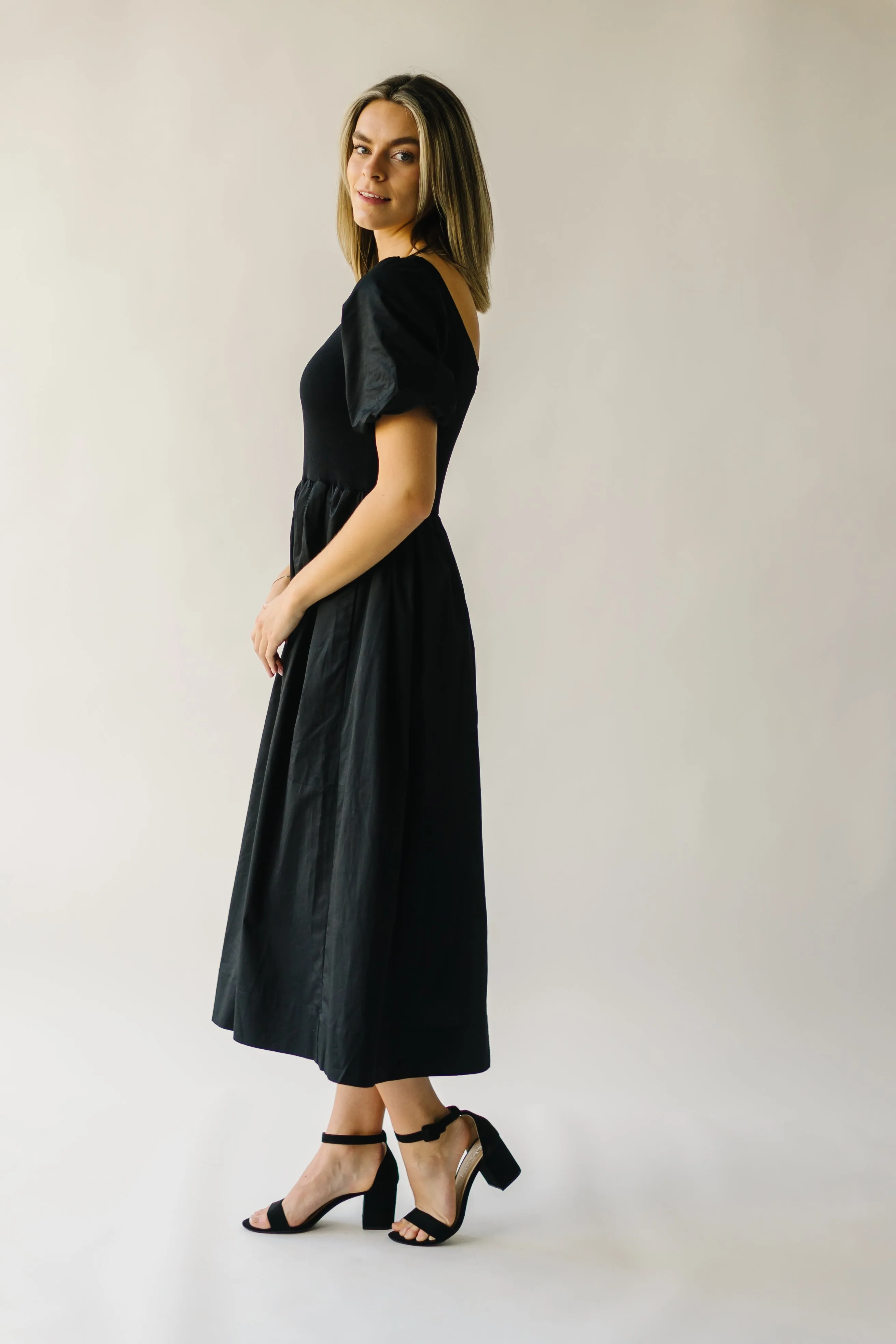 The Barber Puff Sleeve Dress in Black