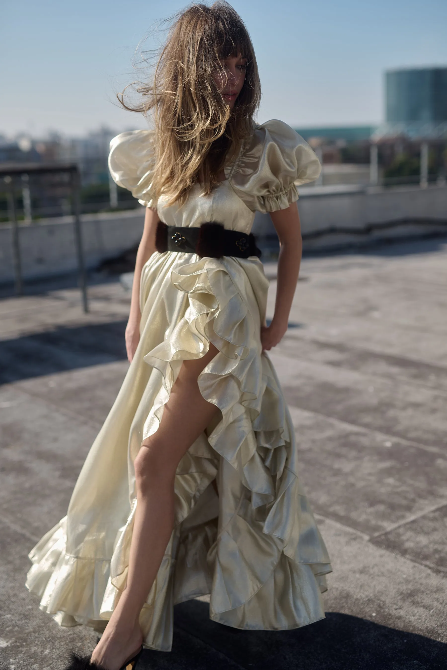 The Champagne Ruffle Gown