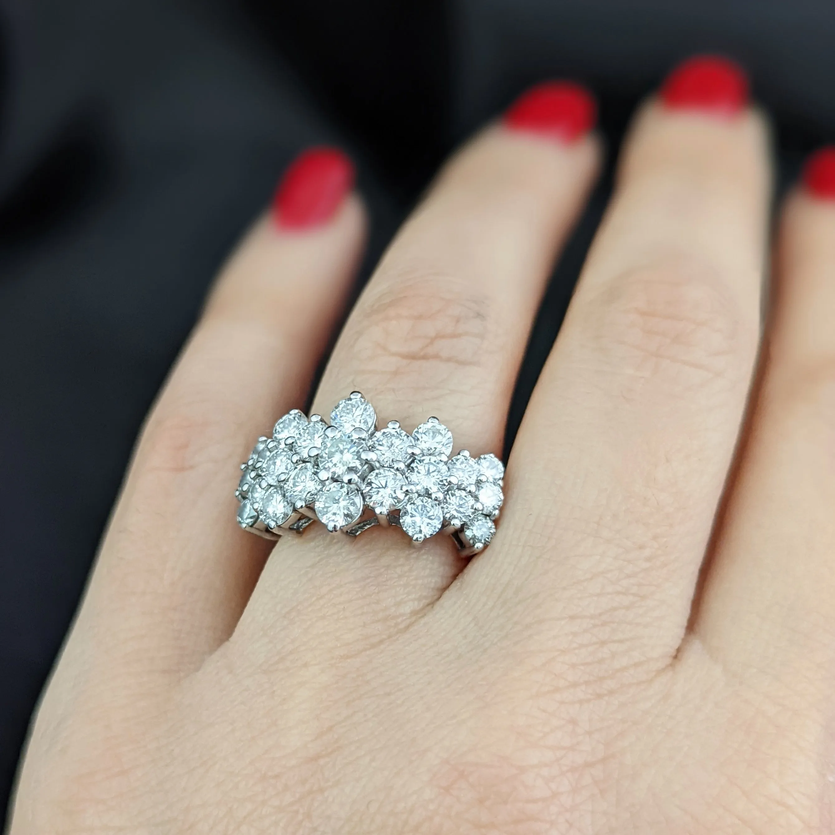 The Salem - Estate 3.4ct Diamond 14k Gold Cocktail Cluster Ring