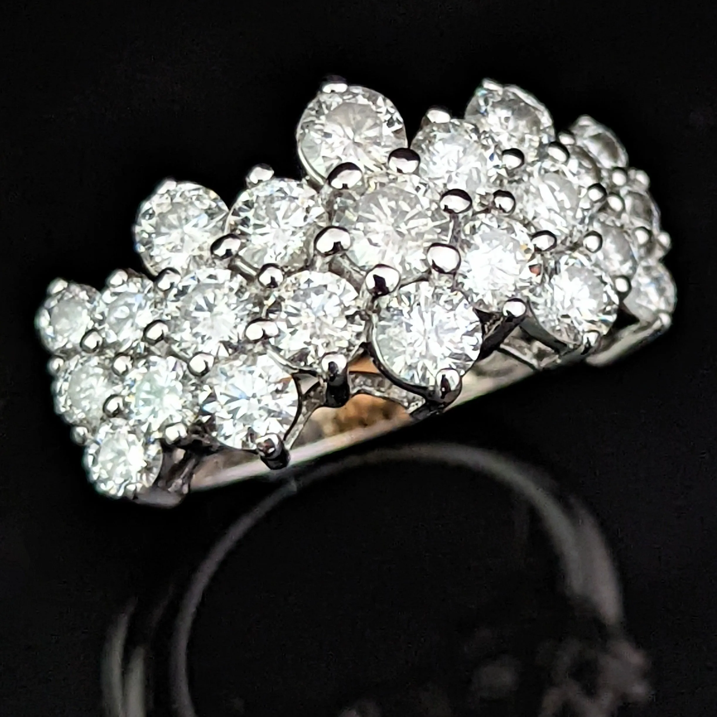 The Salem - Estate 3.4ct Diamond 14k Gold Cocktail Cluster Ring