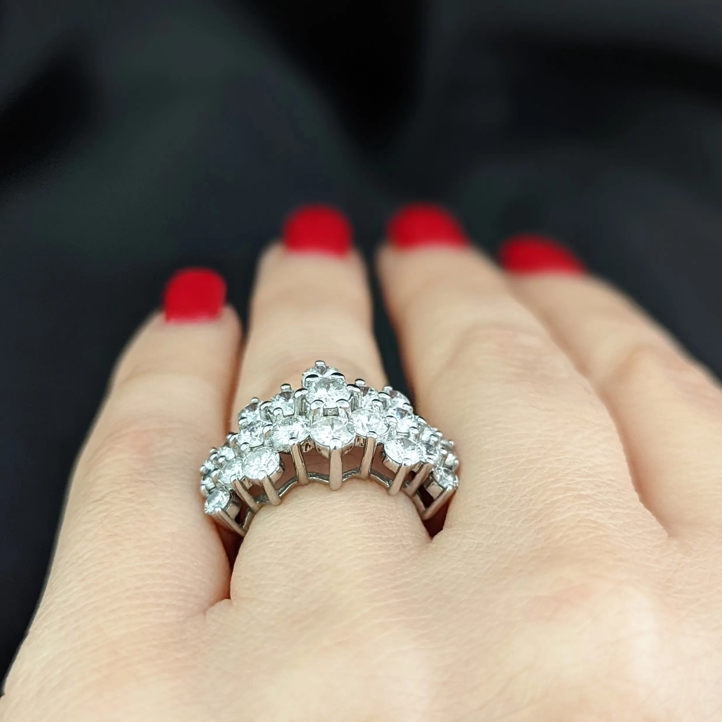 The Salem - Estate 3.4ct Diamond 14k Gold Cocktail Cluster Ring