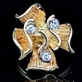 The Saverne - Vintage Diamond 14k Gold Floral Cocktail Ring 1960s