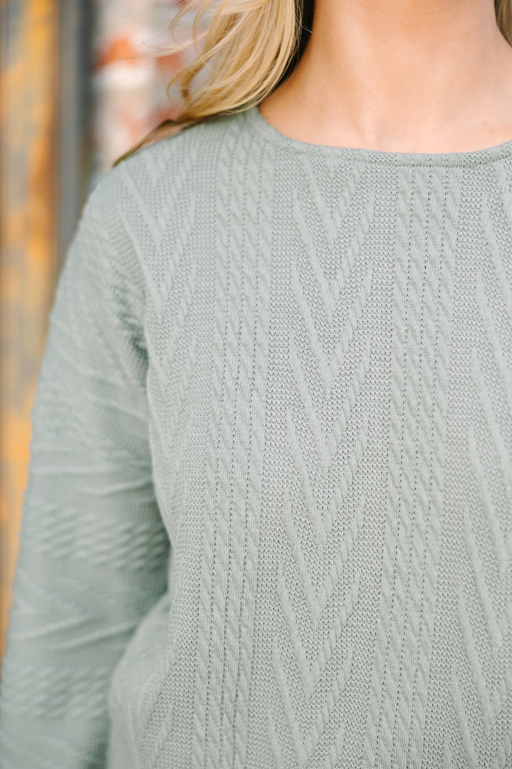 The Slouchy Olive Green Cable Knit Top