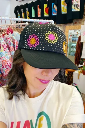 Tulum Hand Embroidered Trucker Flower Hat