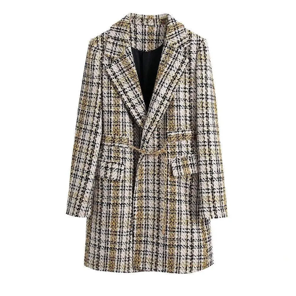 Tweed Plaid Women Coat