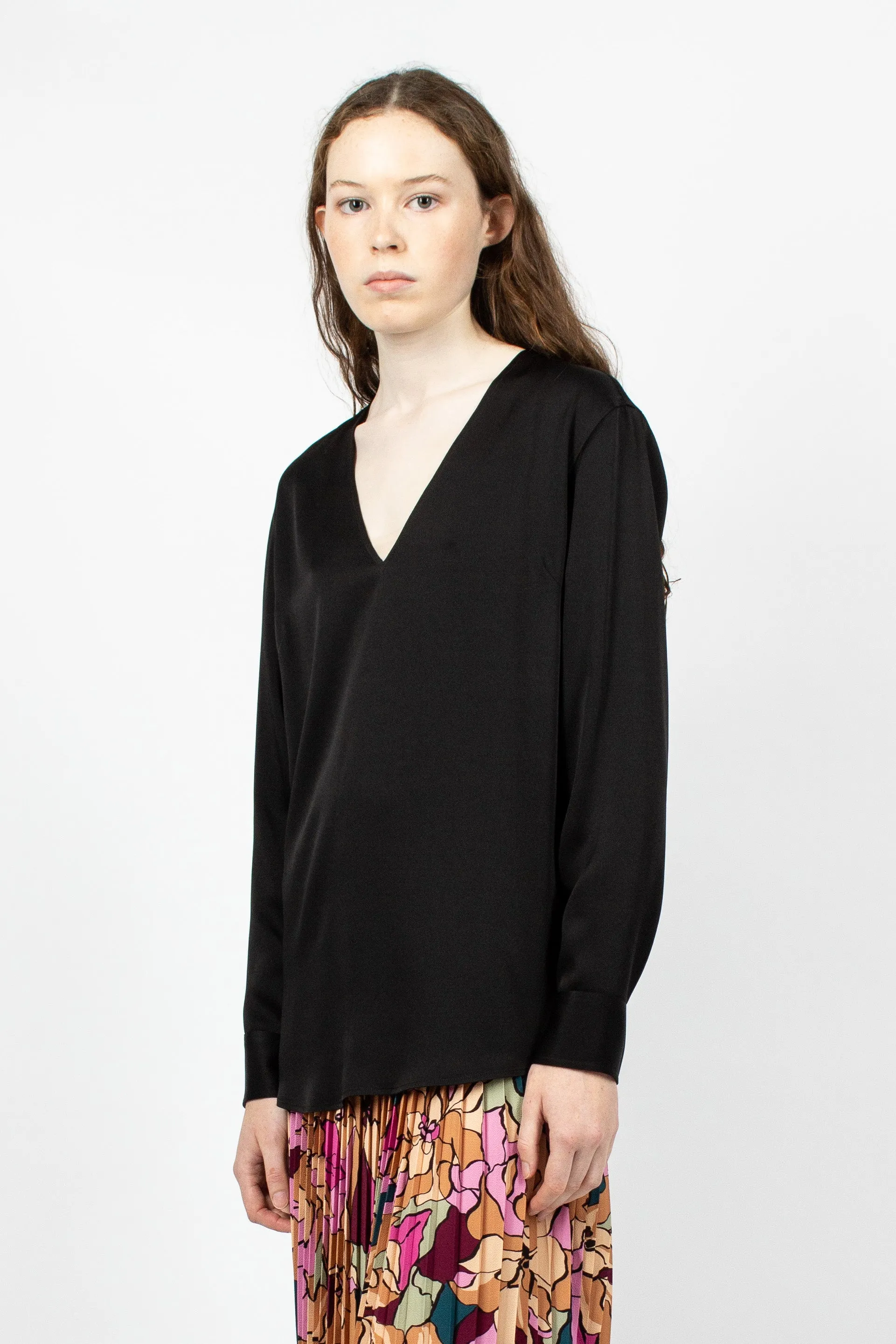 V Neck Blouse Black