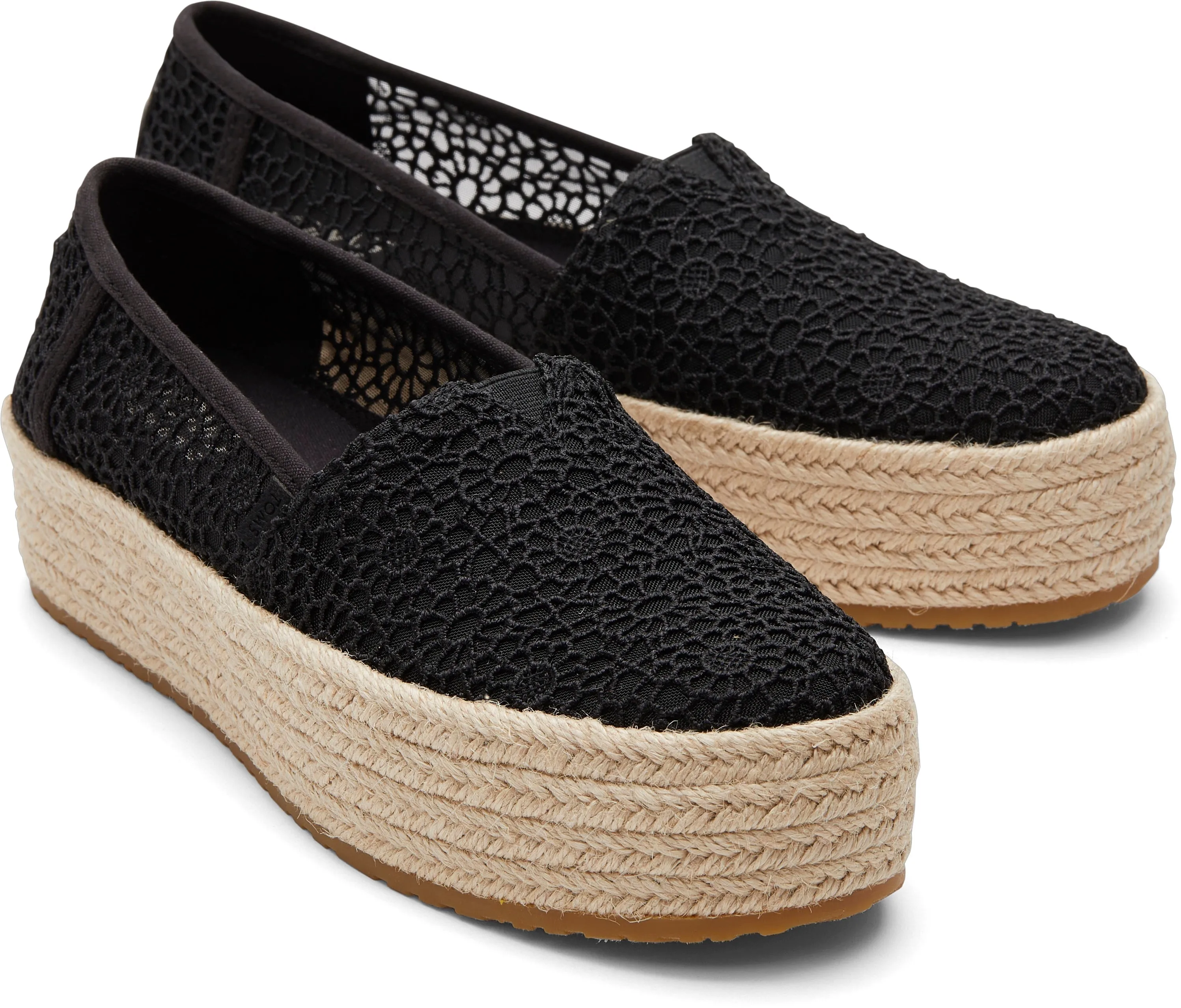 Valencia Platform Espadrille - Black Moroccan Crochet