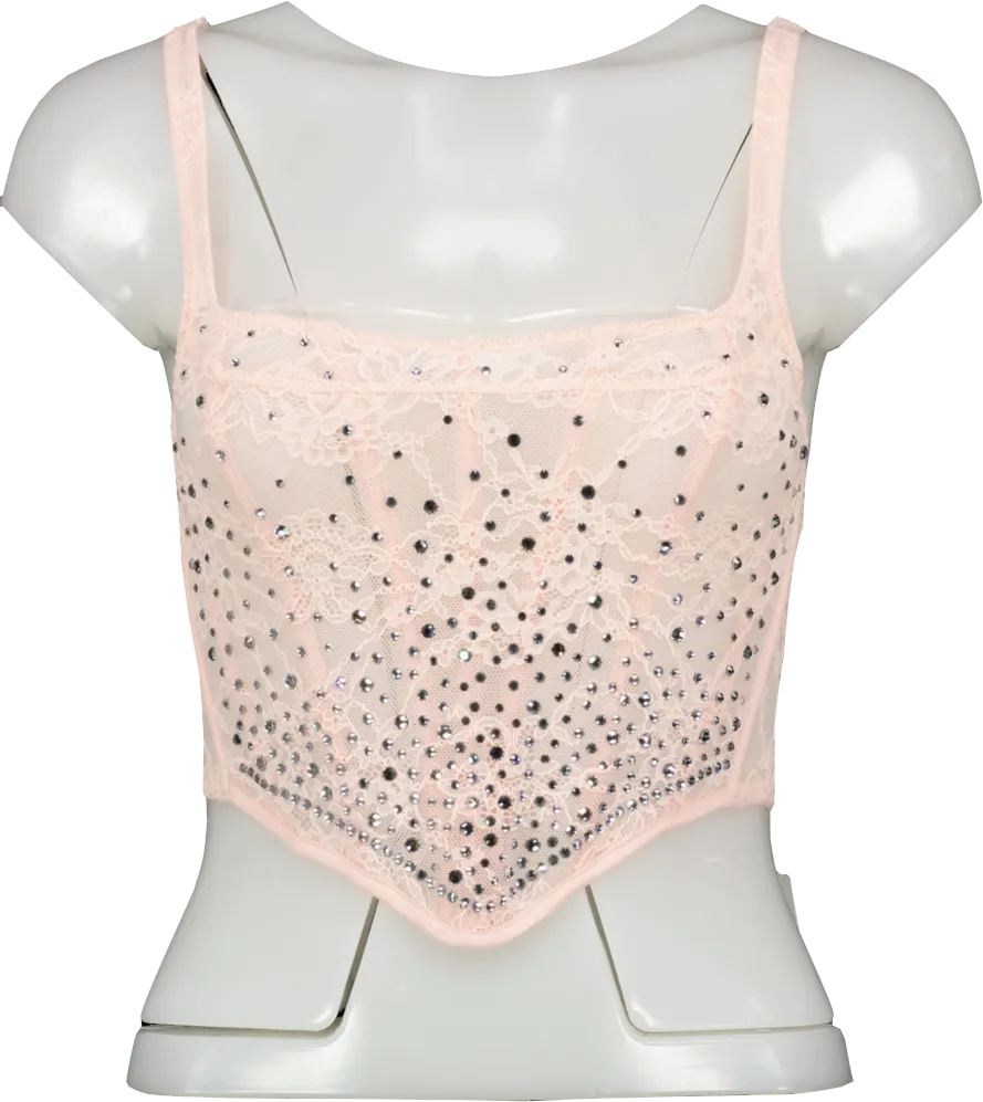 Victoria's Secret Pink Embellished Lace Corset Top BNWT UK XS