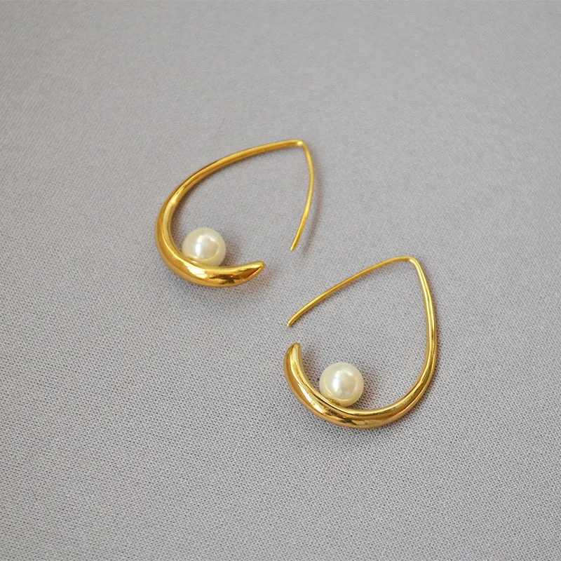 Waterdrop Shape with Pearl Hook Earrings