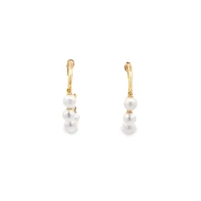 WD1316 14kt Gold White Cultured Pearl Drop Earrings