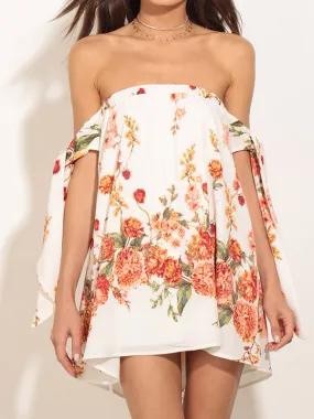 Women Off Shoulder Floral Mini Dress