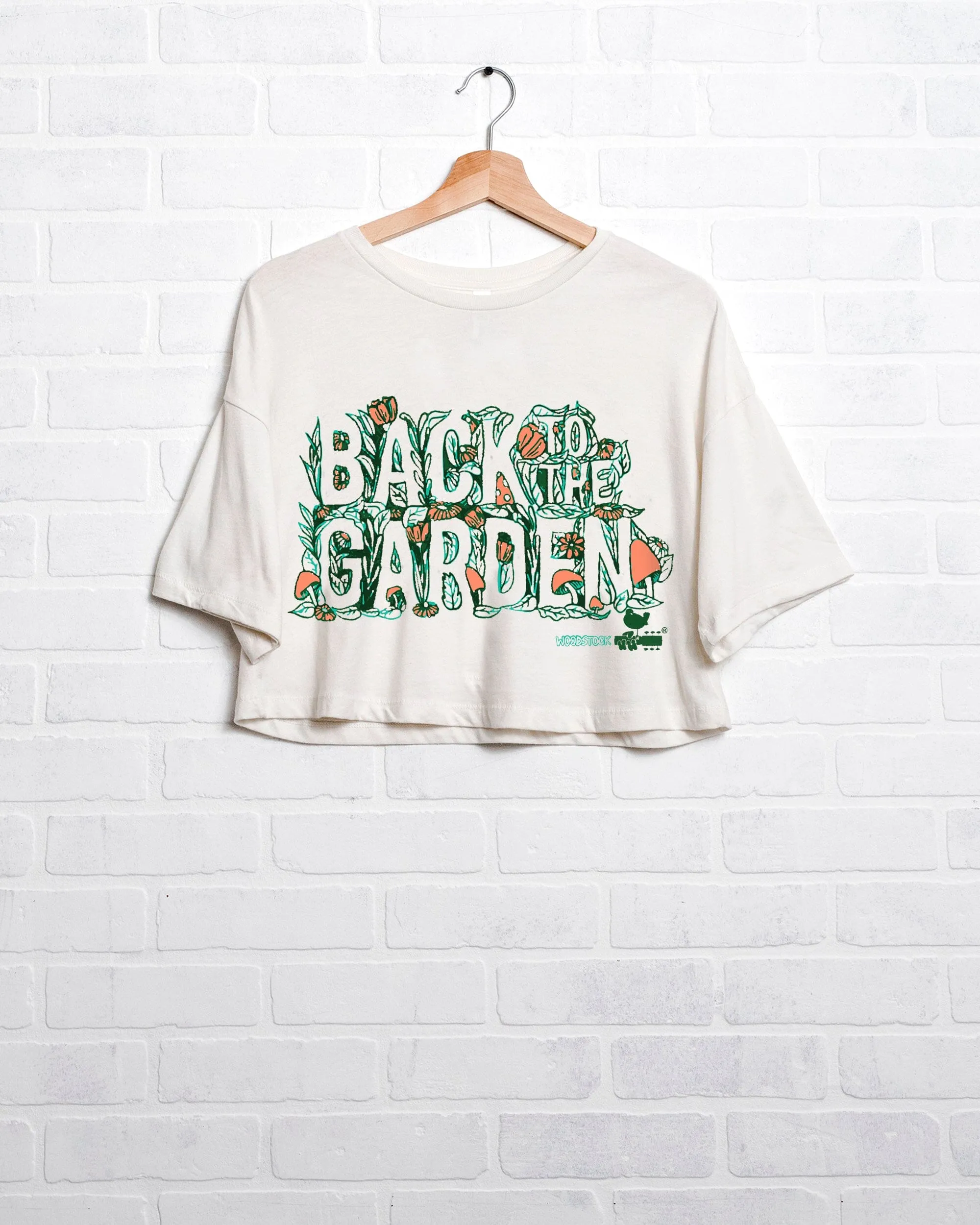 Woodstock Garden Puff Ink Off White Cropped Tee